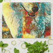 AnimalArt_Wolf_009 キッチンタオル (折り畳み)