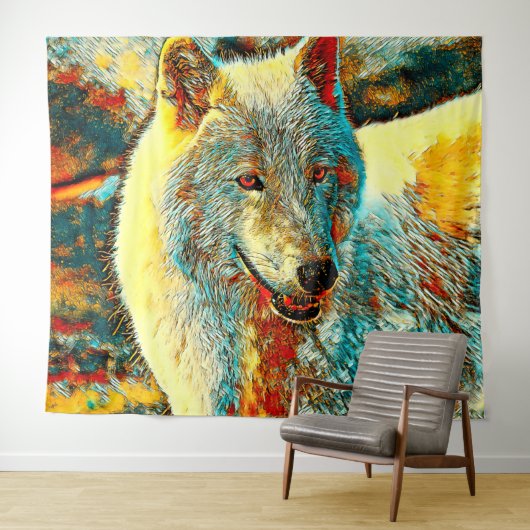 AnimalArt_Wolf_009 タペストリー (インサイチュ(横))