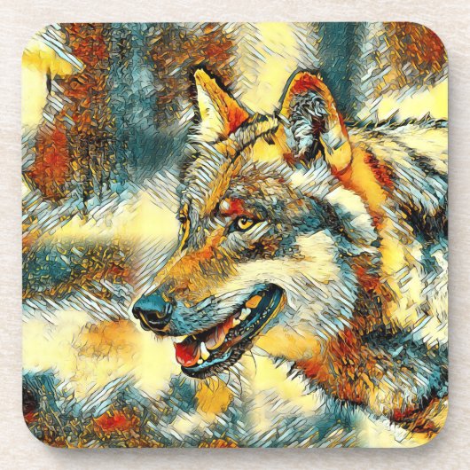AnimalArt_Wolf_020 コースター (正面)