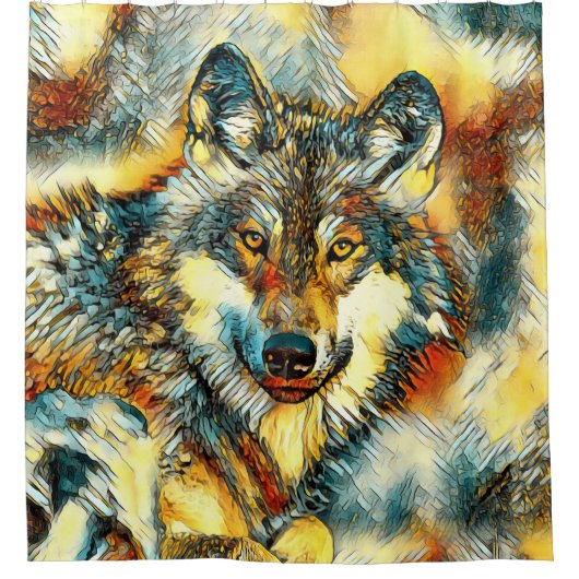 AnimalArt_Wolf_20170601_by_JAMColors シャワーカーテン (正面)