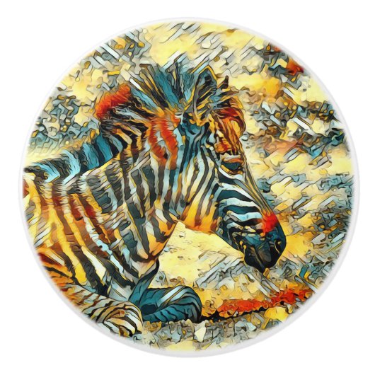 AnimalArt_Zebra_001 セラミックノブ (正面)