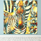 AnimalArt_Zebra_002 キャンバスプリント (インサイチュ (ウッドフロア))