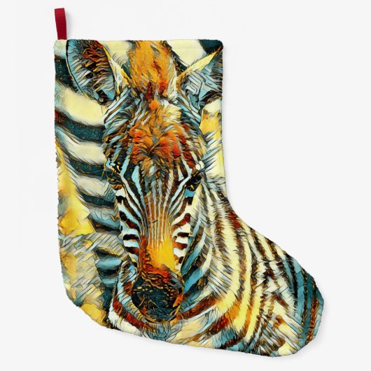 AnimalArt_Zebra_002 ラージクリスマスストッキング (正面)