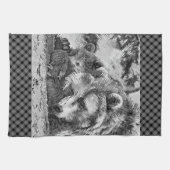 AnimalArtBW_Bear_002 キッチンタオル (横)