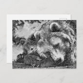 AnimalArtBW_Bear_002 ポストカード (正面/裏面)