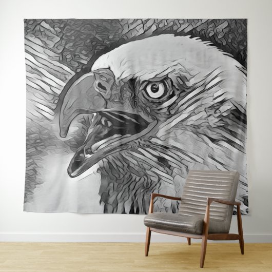 AnimalArtBW_Bird_002 タペストリー (インサイチュ(横))