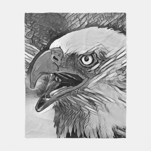 AnimalArtBW_Bird_002 フリースブランケット (正面)