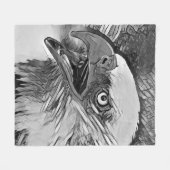 AnimalArtBW_Bird_002 フリースブランケット (正面(横))
