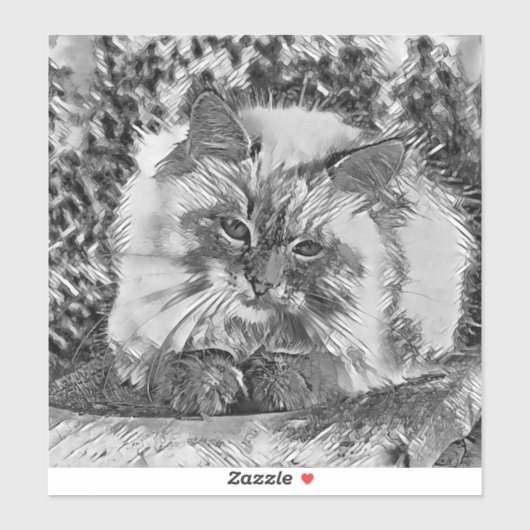 AnimalArtBW_Cat_07 シール (シート)