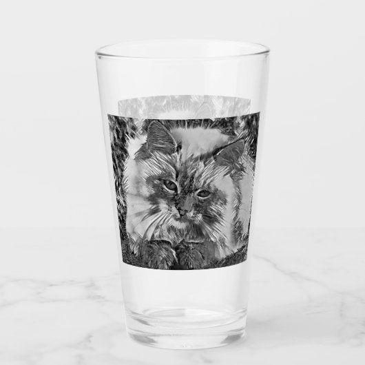 AnimalArtBW_Cat_07 タンブラーグラス (正面)