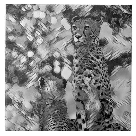 AnimalArtBW_Cheetah_008 タイル (正面)