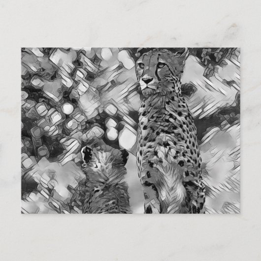 AnimalArtBW_Cheetah_008 ポストカード (正面)