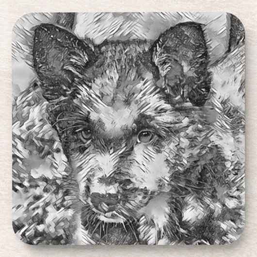 AnimalArtBW_Dog_013 コースター (正面)
