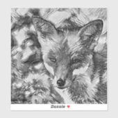 AnimalArtBW_Fox_001 シール (シート)