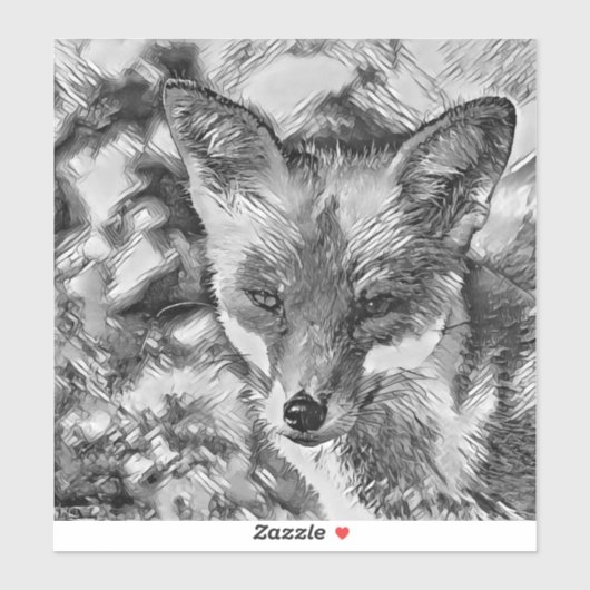 AnimalArtBW_Fox_001 シール (シート)