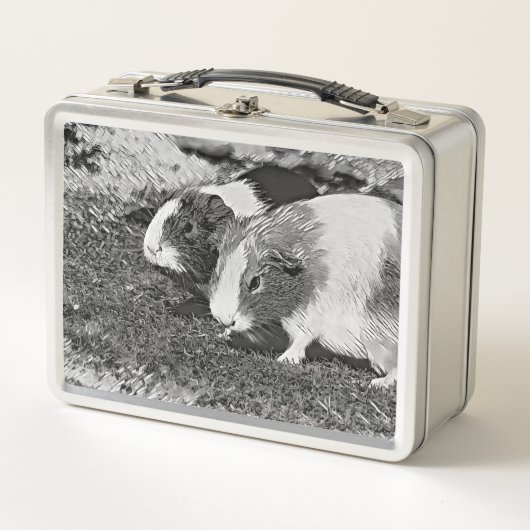AnimalArtBW_GuineaPig_003 メタルランチボックス (正面)
