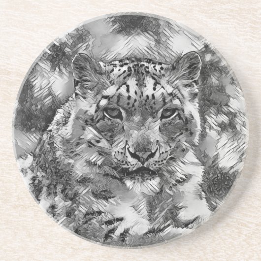 AnimalArtBW_Leopard_001 コースター (正面)
