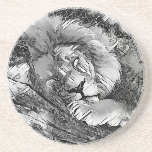 AnimalArtBW_Lion_001 コースター (正面)