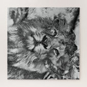 AnimalArtBW_Lion_003 ジグソーパズル (横)