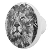 AnimalArtBW_Lion_003 セラミックノブ (右)