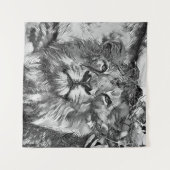 AnimalArtBW_Lion_003 タペストリー (正面(横))
