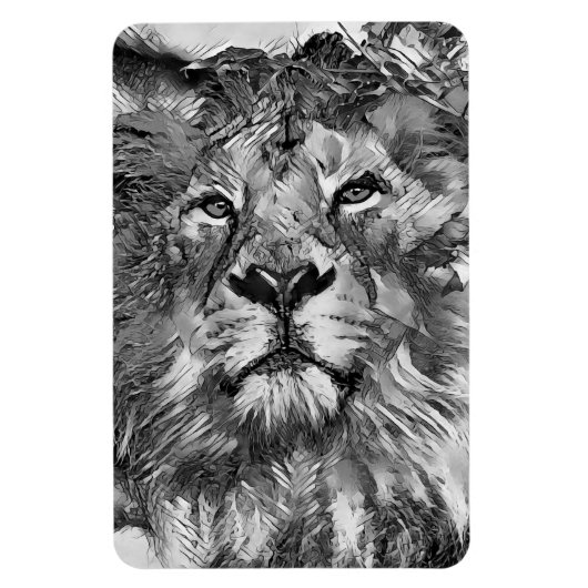 AnimalArtBW_Lion_003 マグネット (縦)
