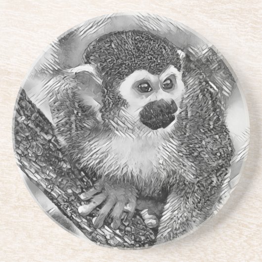 AnimalArtBW_Monkey_002 コースター (正面)