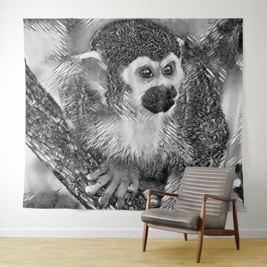 AnimalArtBW_Monkey_002 タペストリー (インサイチュ(横))