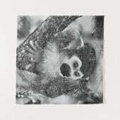 AnimalArtBW_Monkey_002 タペストリー (正面(横))