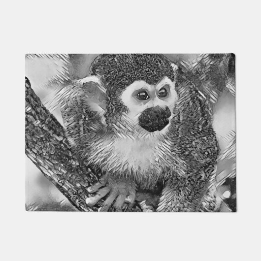 AnimalArtBW_Monkey_002 ドアマット (正面)