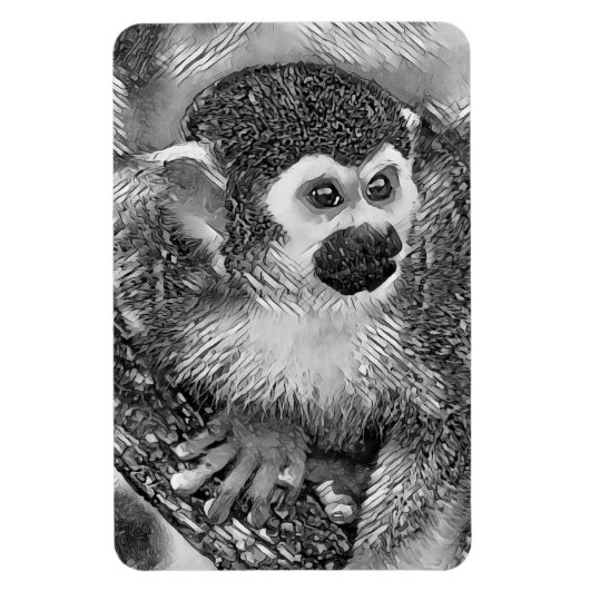 AnimalArtBW_Monkey_002 マグネット (縦)