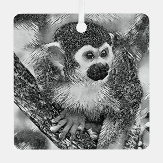 AnimalArtBW_Monkey_002 メタルオーナメント (正面)
