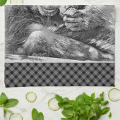 AnimalArtBW_OrangUtan_001 キッチンタオル (折り畳み)