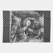 AnimalArtBW_OrangUtan_001 キッチンタオル (横)