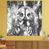 AnimalArtBW_Owl_001 キャンバスプリント (インサイチュ (リビング))