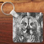 AnimalArtBW_Owl_001 キーホルダー (正面)
