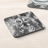 AnimalArtBW_Owl_001 コースター (左側)