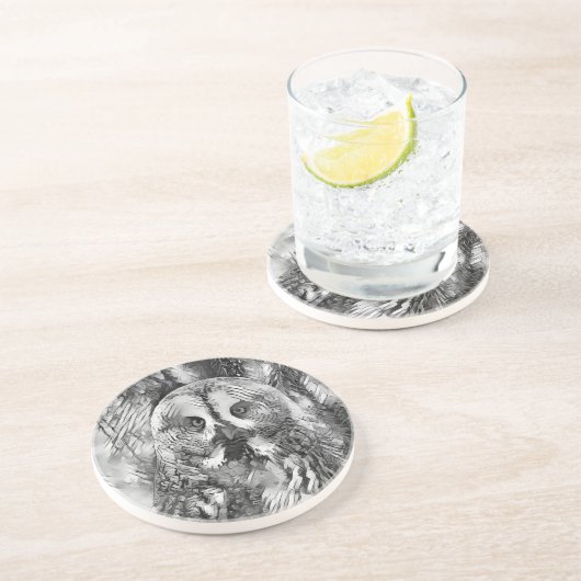 AnimalArtBW_Owl_001 コースター (側面)