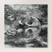 AnimalArtBW_Owl_001 ジグソーパズル (横)