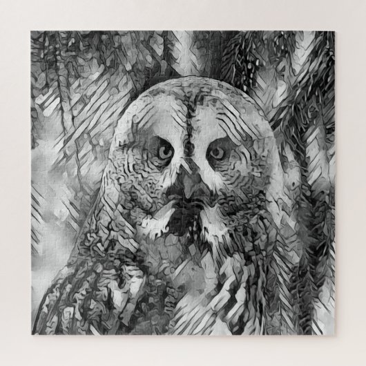 AnimalArtBW_Owl_001 ジグソーパズル (縦)