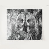 AnimalArtBW_Owl_001 タペストリー (正面(横))