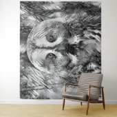 AnimalArtBW_Owl_001 タペストリー (インサイチュ)