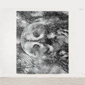 AnimalArtBW_Owl_001 タペストリー (正面)