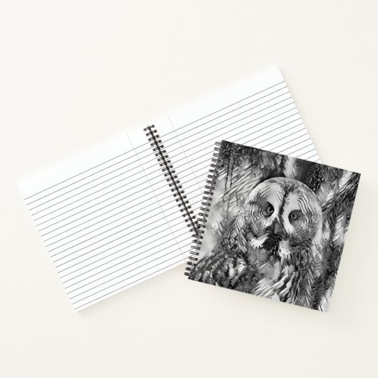 AnimalArtBW_Owl_001 ノートブック (内部)