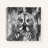 AnimalArtBW_Owl_001 ノートブック (正面)