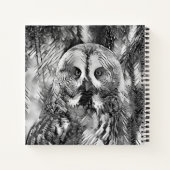 AnimalArtBW_Owl_001 ノートブック (裏面)