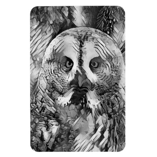 AnimalArtBW_Owl_001 マグネット (縦)