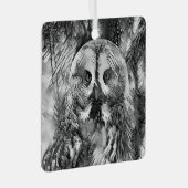 AnimalArtBW_Owl_001 メタルオーナメント (正面右)