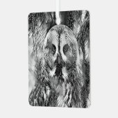 AnimalArtBW_Owl_001 メタルオーナメント (正面左)