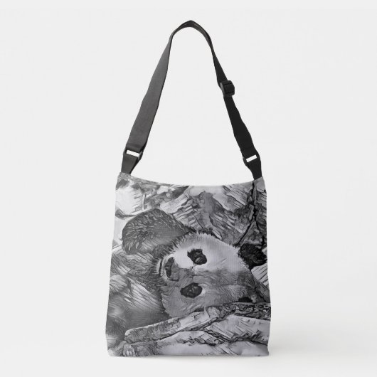 AnimalArtBW_Panda_002 クロスボディバッグ (正面)